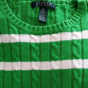 Lauren Ralph Lauren Green and White Sweater